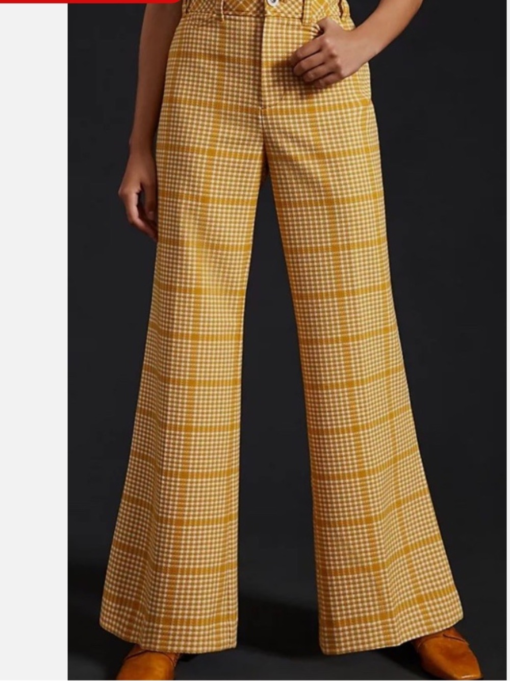 Anthropologie Maeve  yellow and white gingham plaid trousers .8 - Picture 14 of 15